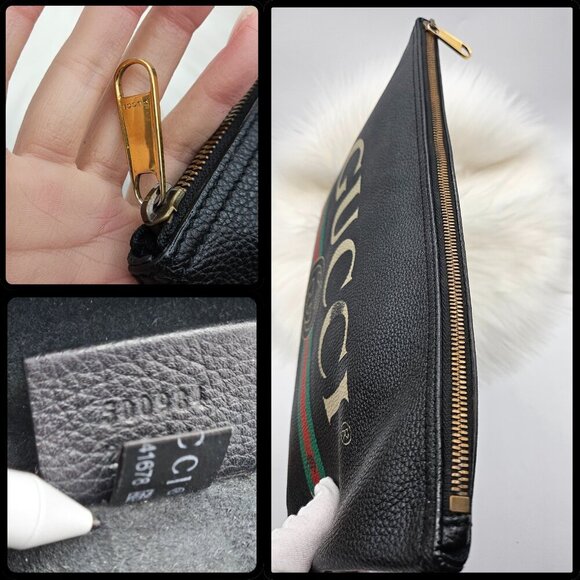Gucci  Black Leather Portfolio Clutch - Picture 7 of 17